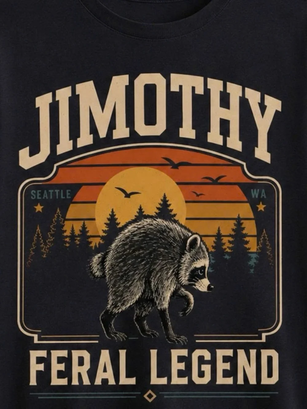Funny Seattle Meme Legend Jimothy Raccoon Graphic Tee Shirt